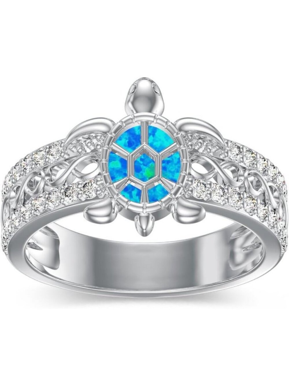 Ocean-Inspired 925 Sterling Silver Sea Animal Ring Set - Turtle, Octopus